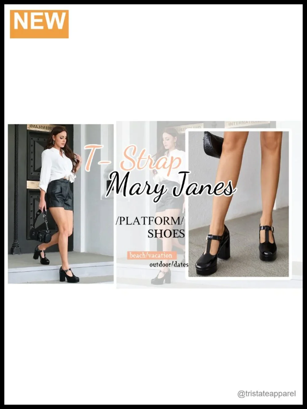 T-Strap Chunky Platform Heels Mary Jane Patent Dress Shoes
